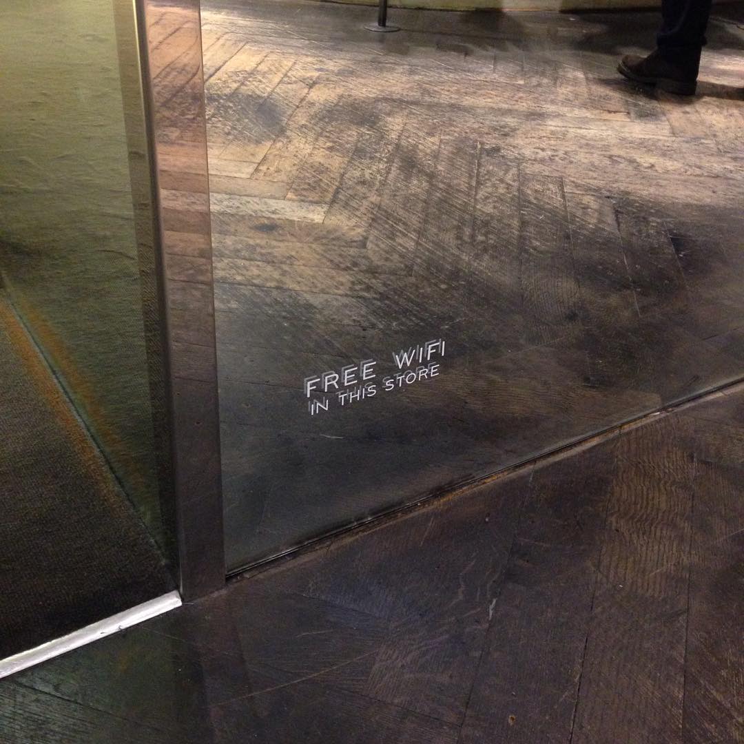 We have free wifi but we aren't proud so have hidden the sign