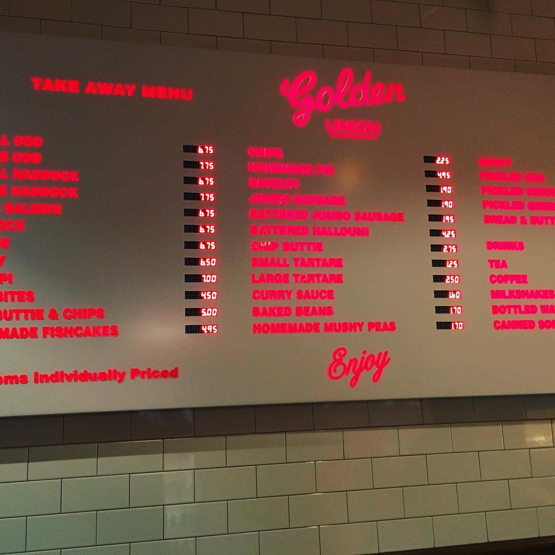 Any chippie that has a sign allowing £1000 menu items you have to admire. Planning for the future