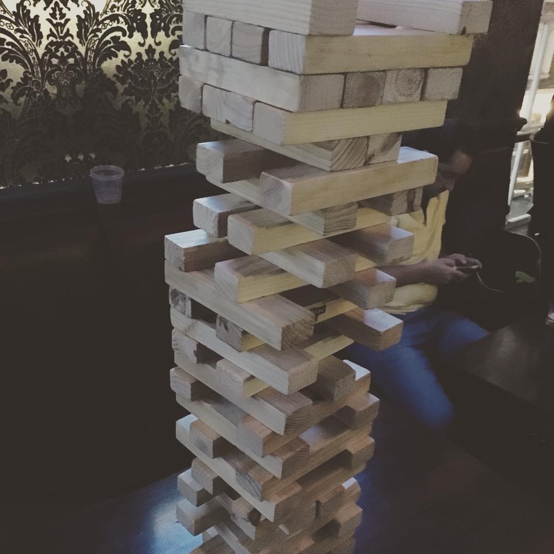 Date night before my trip. Giant jenga at the welly