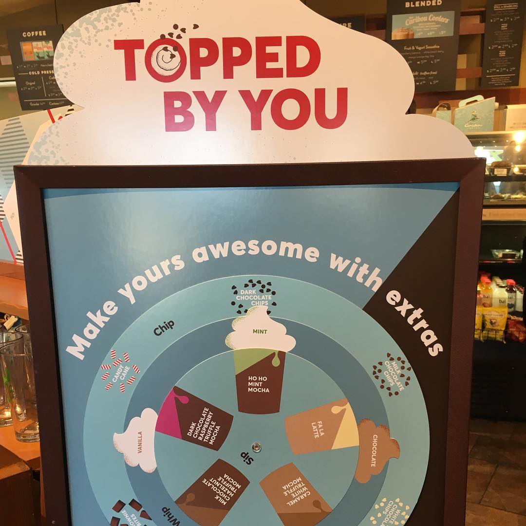 "Topped by you" snigger. Also trying mint coffee. Let's see how this goes