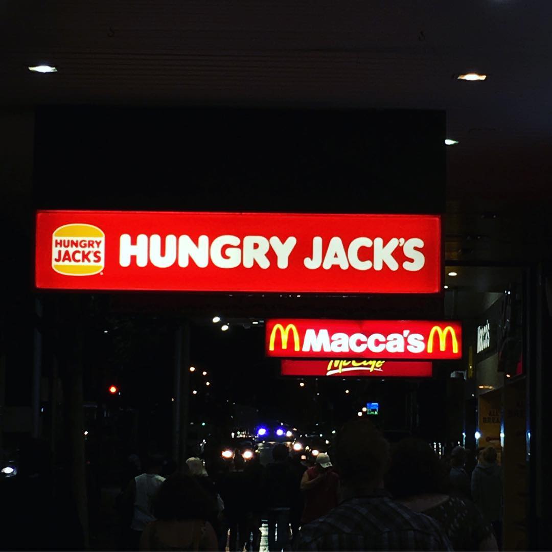 I'm totally onboard with calling Burger King Hungry Jacks but calling McDonalds Maccas is a step too far