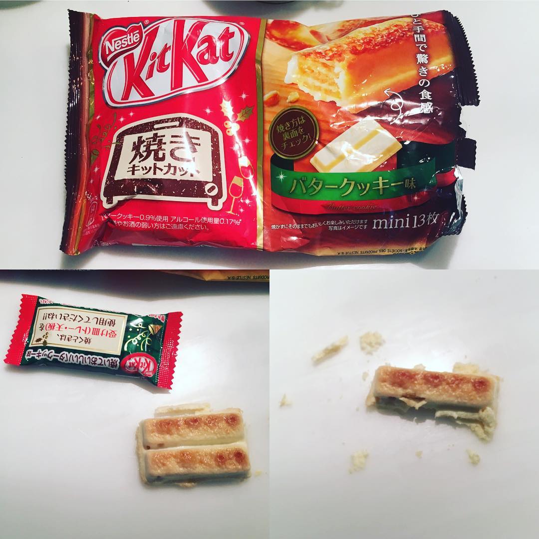 Kit Kat Crème Brûlée. Still working my way through the weird flavours I picked up in Japan. This tastes okay uncooked but cooked is shall we say an acquired taste. 🍫
