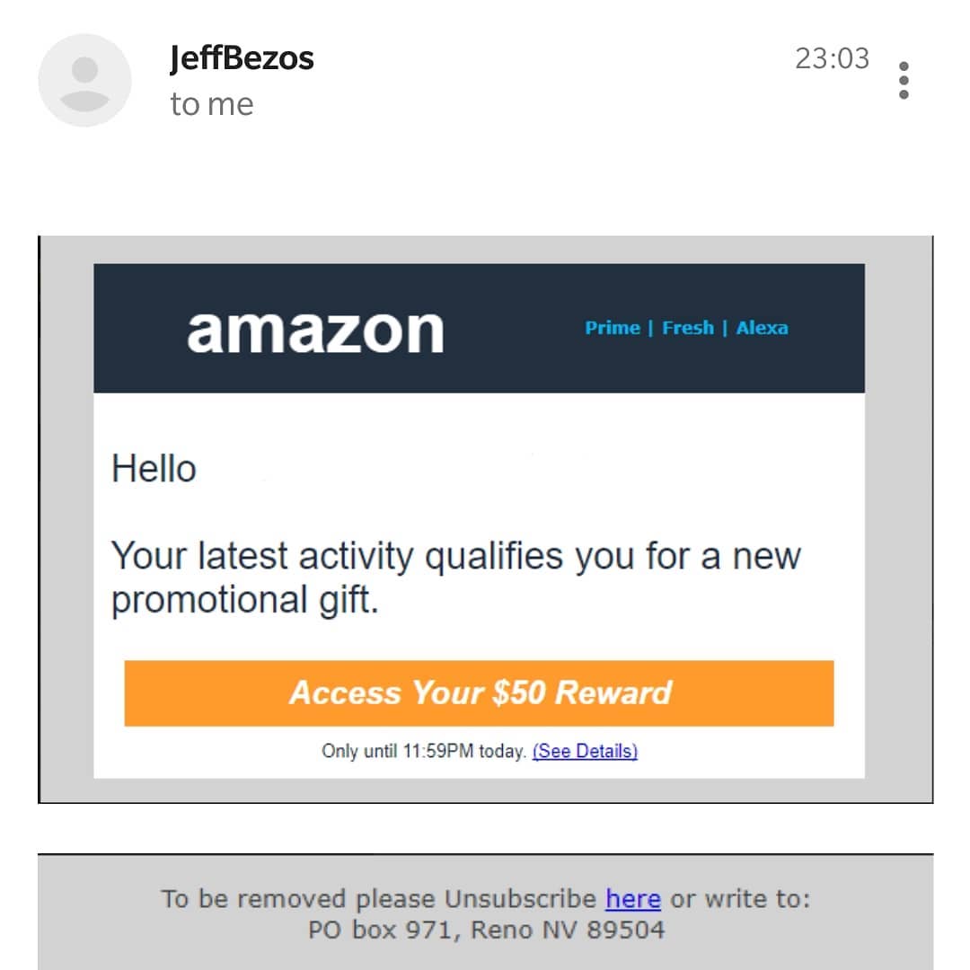 I mean spammers aren't even trying anymore
