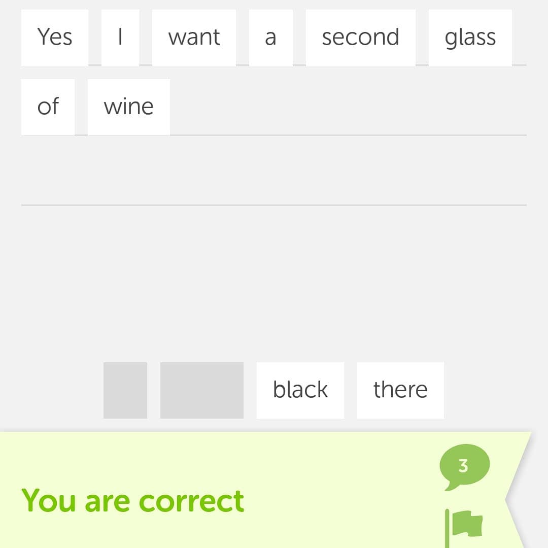 Finally Duo is getting to phrases I might need. Unlike the ubiquitous I have ten elephants example I seem to get all the time
