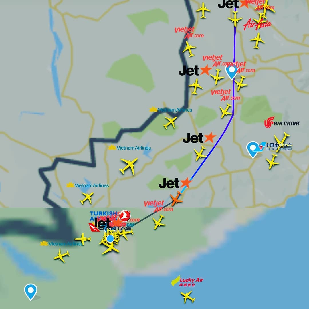 I've just landed. That's the husband's flight from Hanoi just behind on JetStar. Woo hoo. Ho Chi Minh City here we come