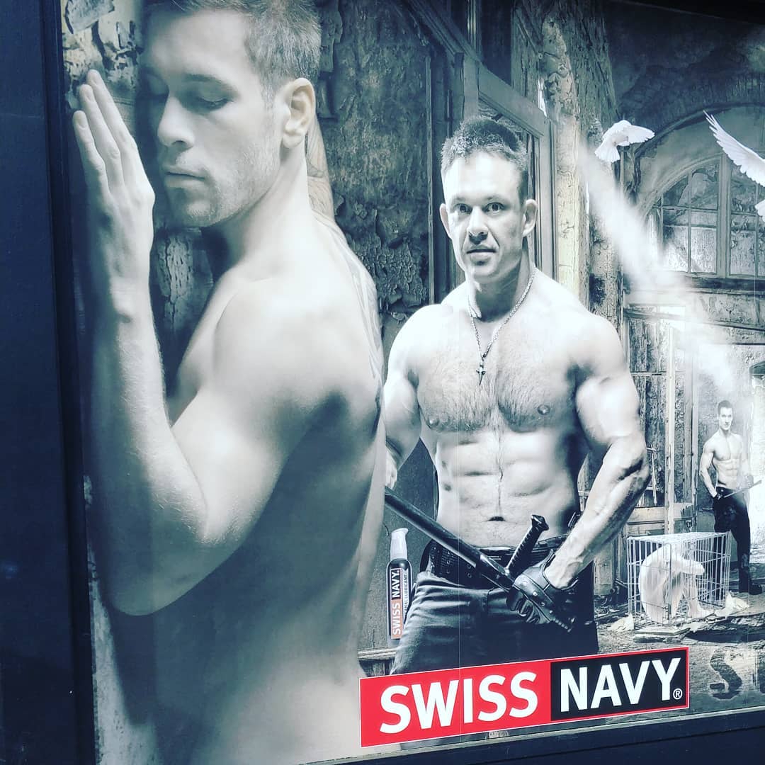 Quite risque for a window hoarding in Soho.