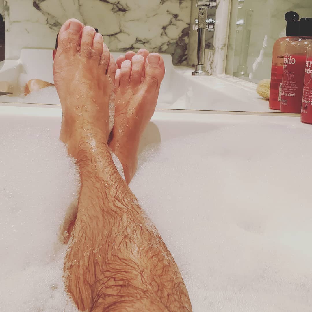 Relaxing with bubbles.