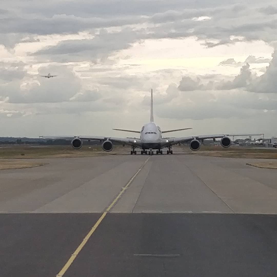 A380 taxiing for takeoff looking great this evening BA