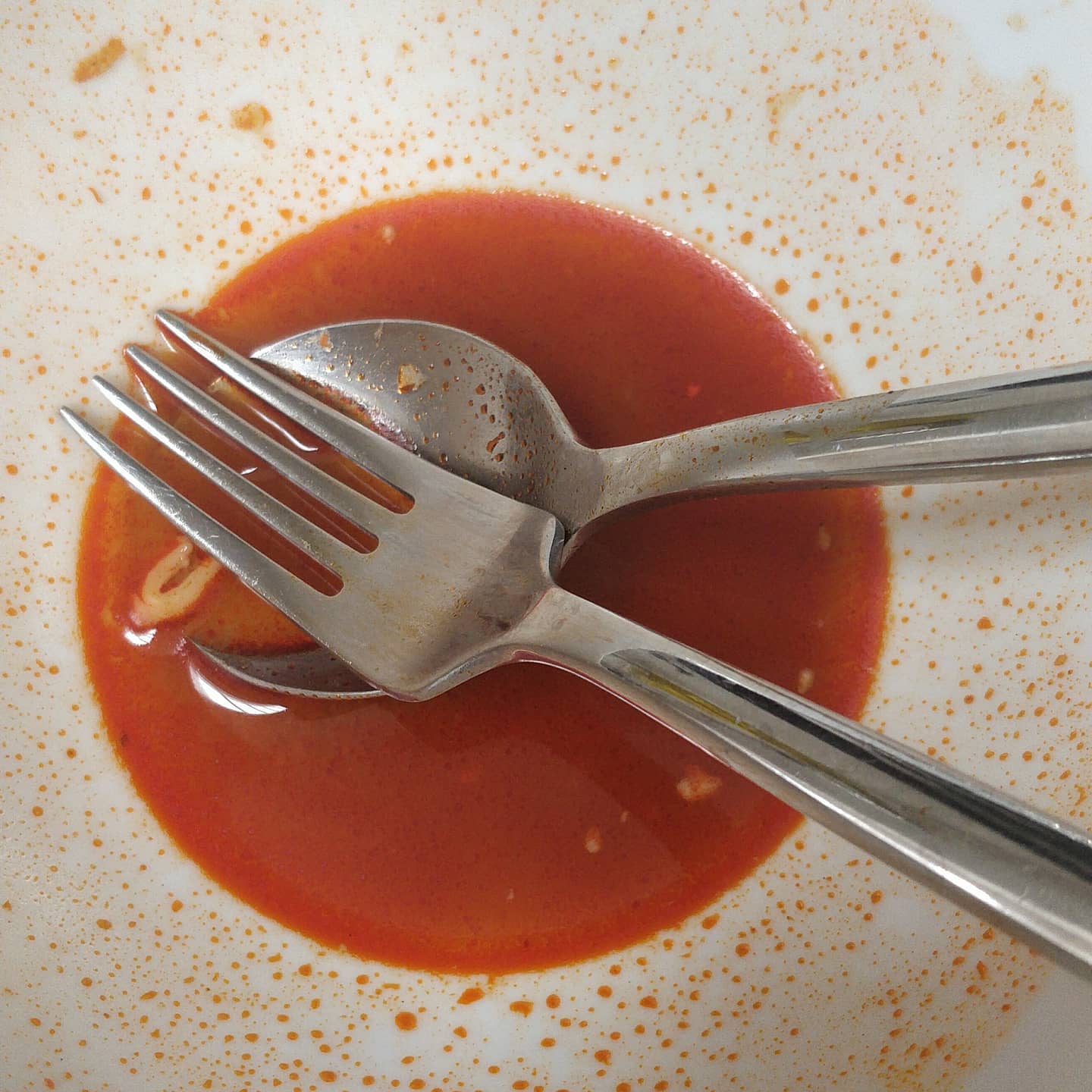 I think my husband is trying to kill me. I'm not sure this picture conveys the heat that was in the copious amounts of chilli oil in Lunch today. A casual "It's got a bit of a kick" did not prepare me for what was to come.