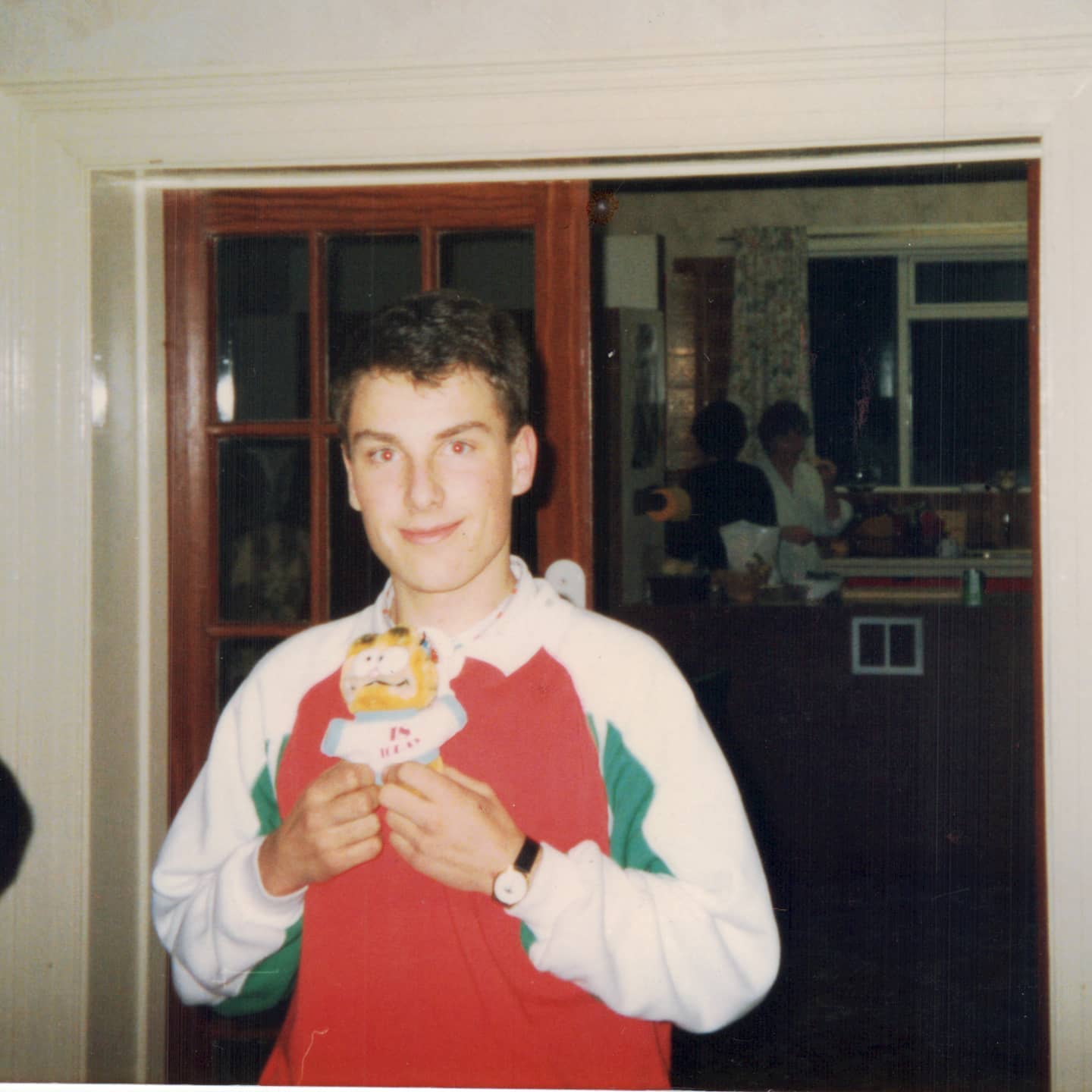 Throwback to when Garfield was popular. Also before I became deathly allergic to cats. Also when I worked at a rugby club and had a legitimate reason to wear sports clothing. #throwbackthursday #tbt