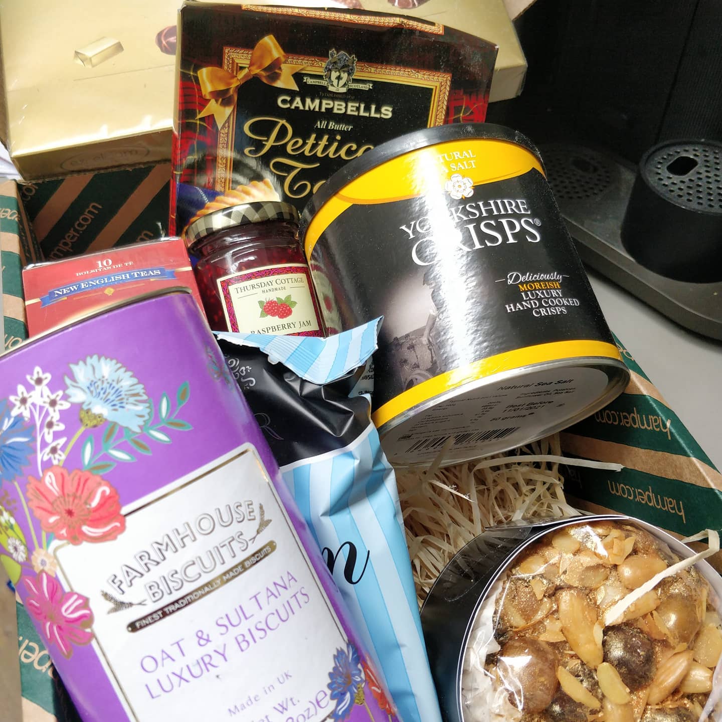 Being really spoiled too by Andrew's work. A lovely hamper of snacks which I promise will be here when @eurolambo gets home from work.