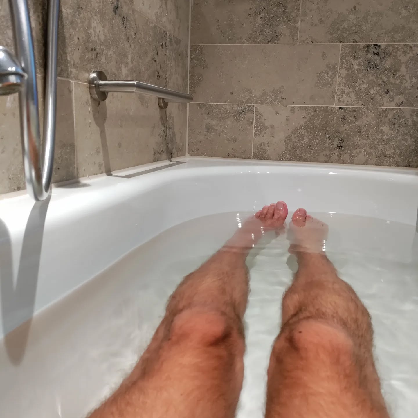 We really should sort out that whole getting a bath thing at home.